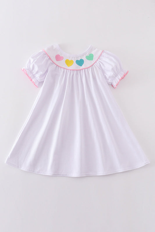 Girlsβ Pastel Hearts White Dress