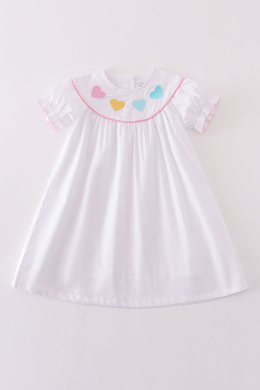 Girls Heart Embroidered White Dress β Simple and Sweet Charm