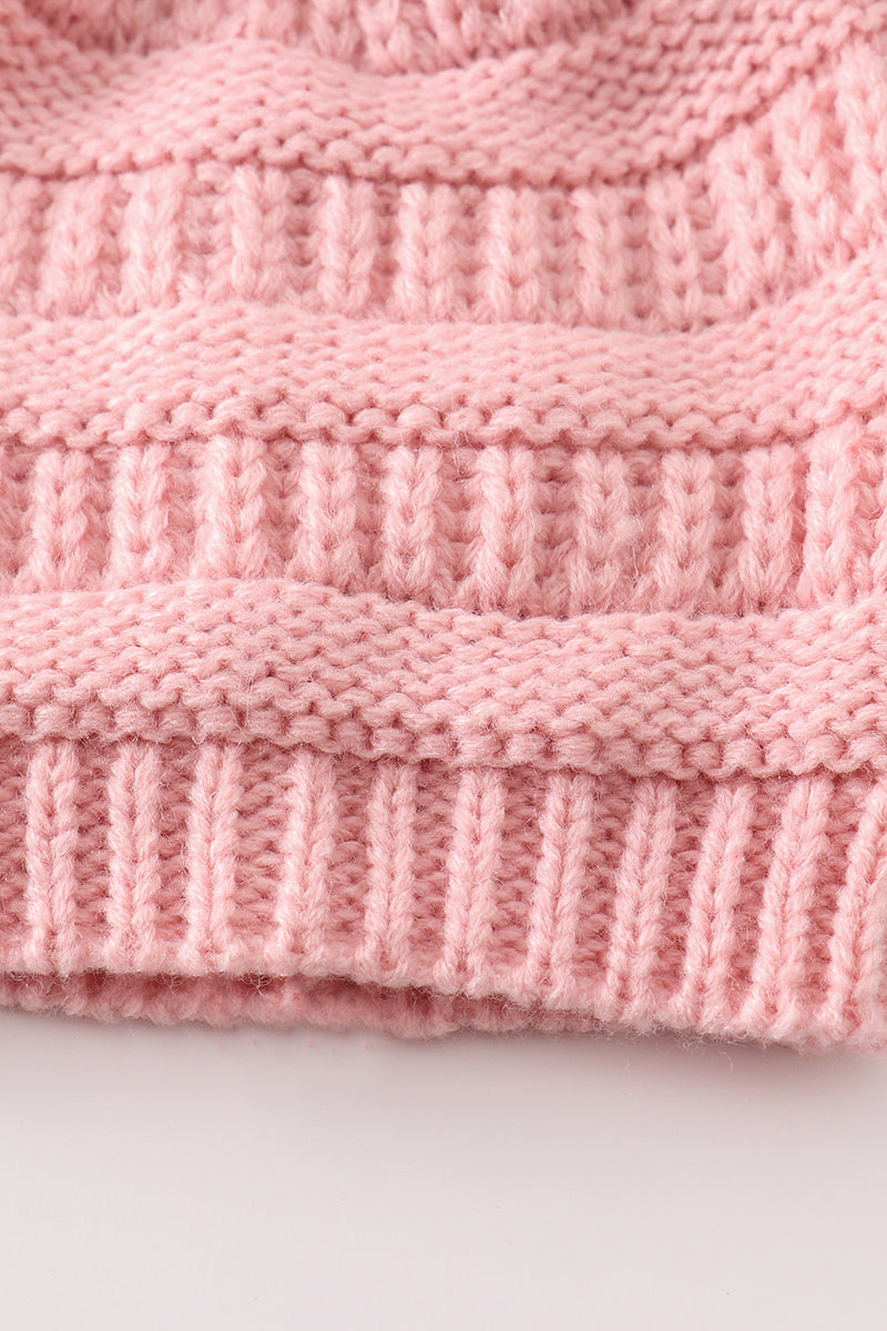 Pink Knit Beanie with Double Pom-Poms – Cozy and Adorable Winter Hat