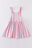 Candy Stripe Pink Denim Overall Dress