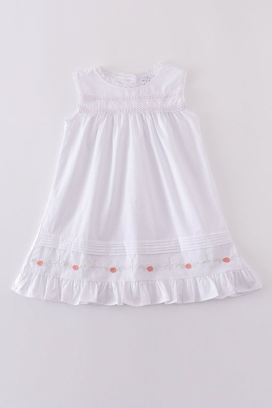 Cherry Sweet Eyelet Dress β White Ruffle Girlsβ Summer Outfit - Blue Marc