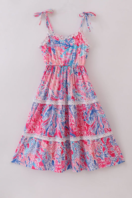 🌸 Sunset Tropics Tiered Maxi Dress – Women's Vacation - Ready Statement Dress - Blue Marc