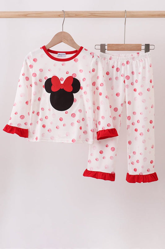 Sweet Bow & Polka Dot Girls Pajama Set – 2 Piece - Blue Marc