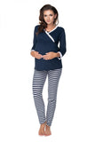 Cozy Bliss: Navy Blue Maternity Pajamas Set for Pregnancy and Beyond