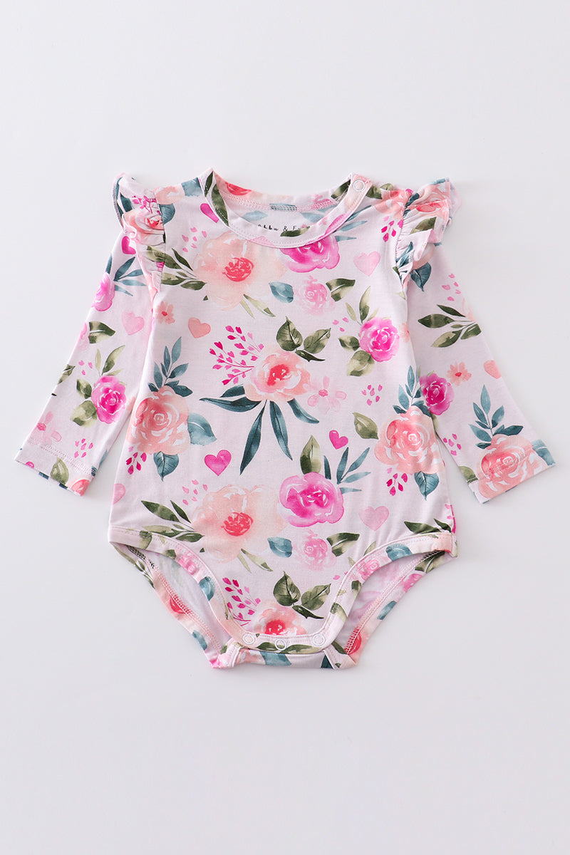 Pink Garden Baby Girl Long-Sleeve Floral Romper