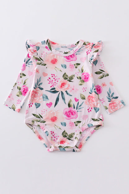 Pink Garden Baby Girl Long-Sleeve Floral Romper