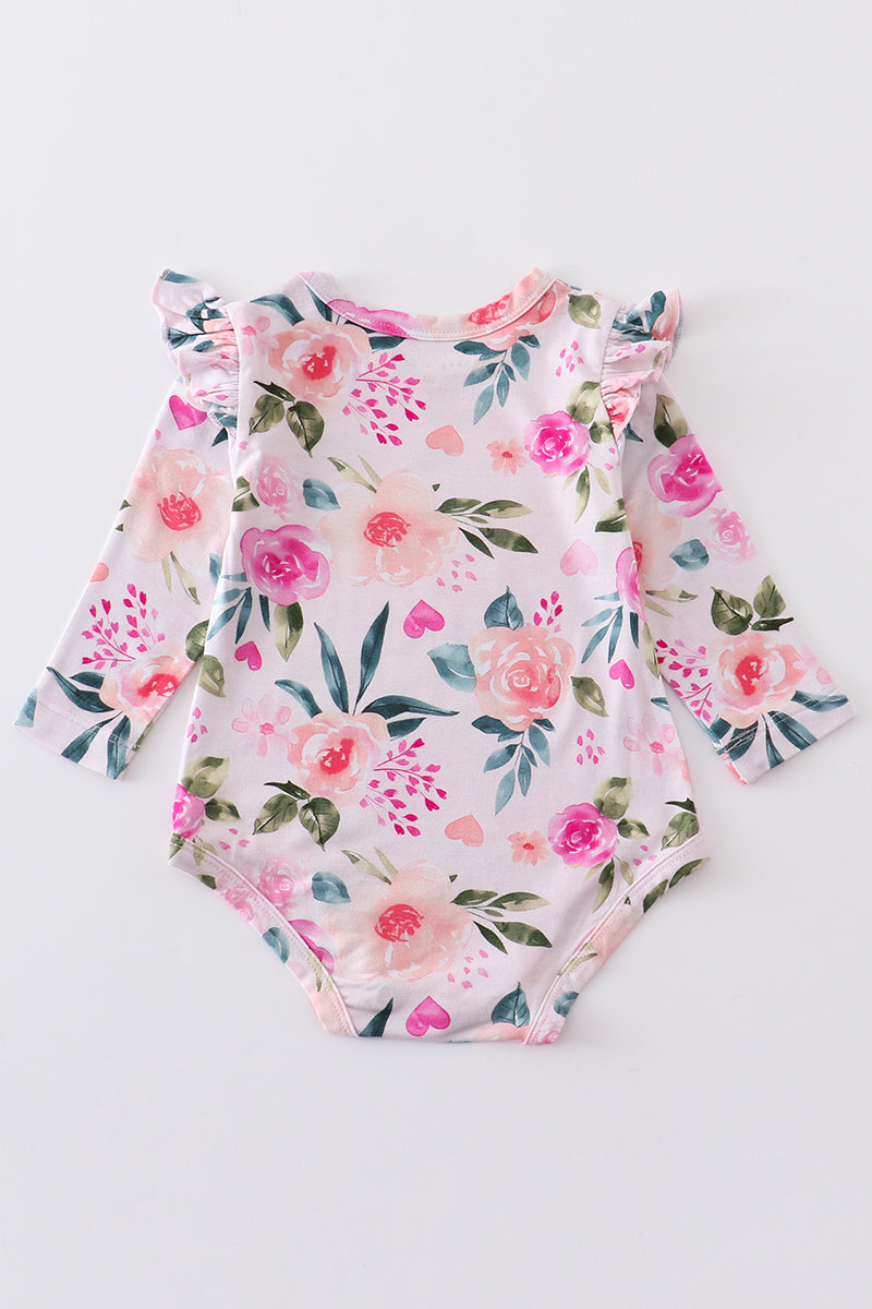 Pink Garden Baby Girl Long-Sleeve Floral Romper