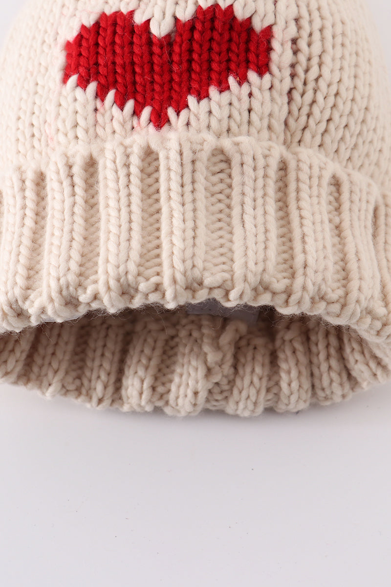 Heart Pom-Pom Beanies for Baby and Kids – Matching Winter Hat Set