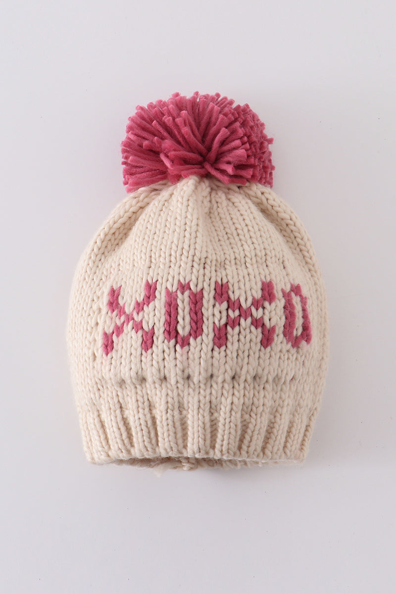 Matching XOXO Beanies for Baby and Kids – Warm Knit Hats with Pink Pom-Pom