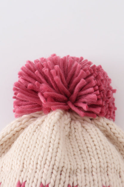 Matching XOXO Beanies for Baby and Kids – Warm Knit Hats with Pink Pom-Pom