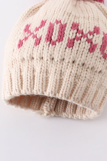 Matching XOXO Beanies for Baby and Kids – Warm Knit Hats with Pink Pom-Pom