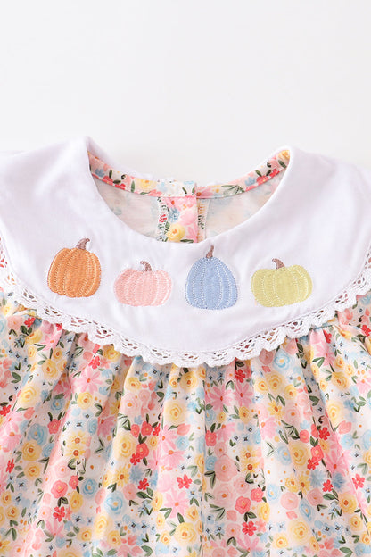 “Pumpkin Patch Blooms” Floral Pumpkin Dress for Girls