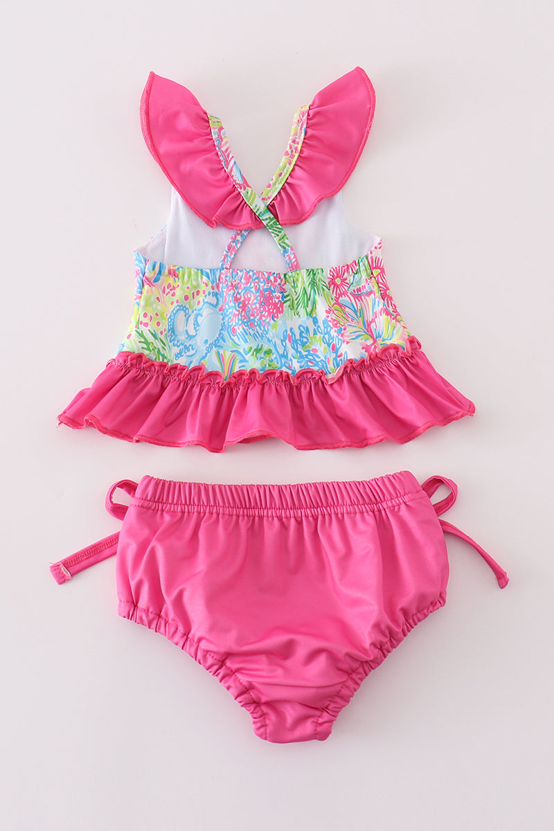 Girls Tropical Ruffle Tankini Set – Bright and Fun Swimwear