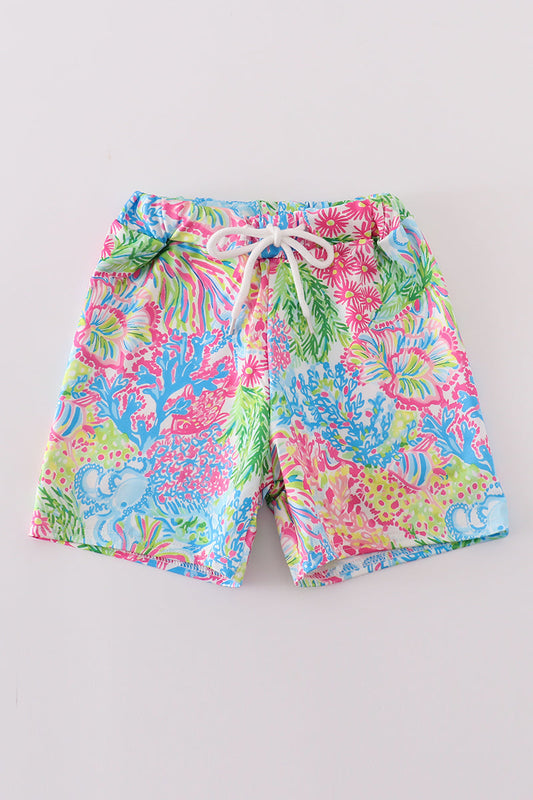 Boys Tropical Print Swim Trunks – Bright and Comfortable Beachwear