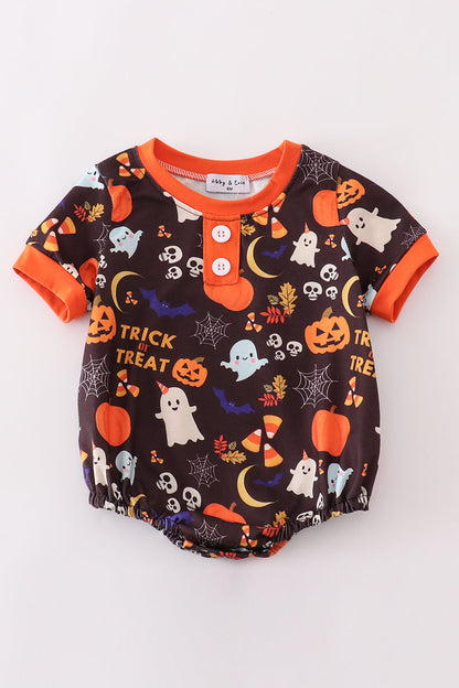 “Trick-or-Treat Cutie” Orange Halloween Bodysuit for Baby Boys