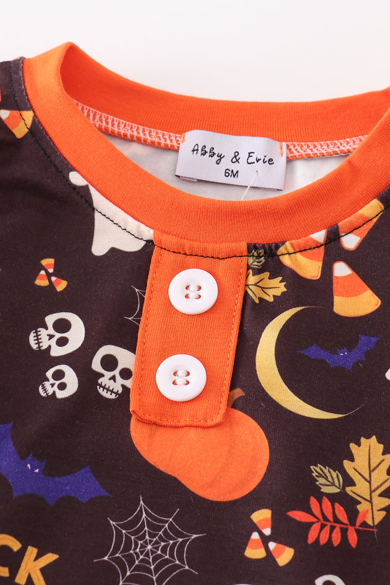 “Trick-or-Treat Cutie” Orange Halloween Bodysuit for Baby Boys