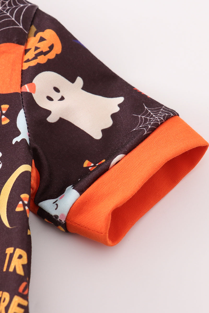 “Trick-or-Treat Cutie” Orange Halloween Bodysuit for Baby Boys