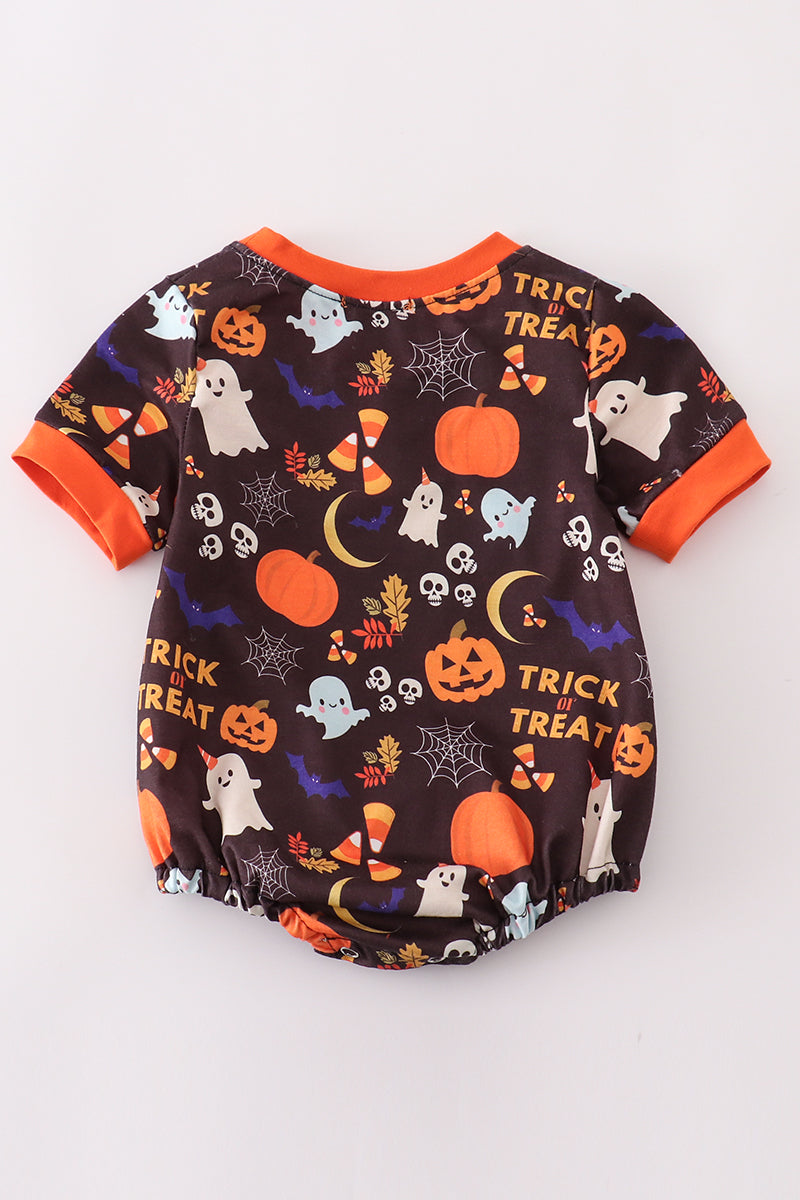 “Trick-or-Treat Cutie” Orange Halloween Bodysuit for Baby Boys