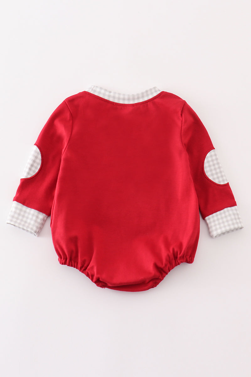 Maroon French Knot Elephant Bodysuit for Baby Boys