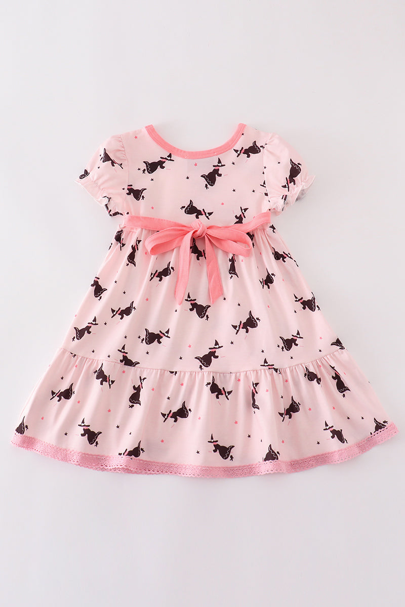 “Witchy” Pink Tiered Dress for Girls