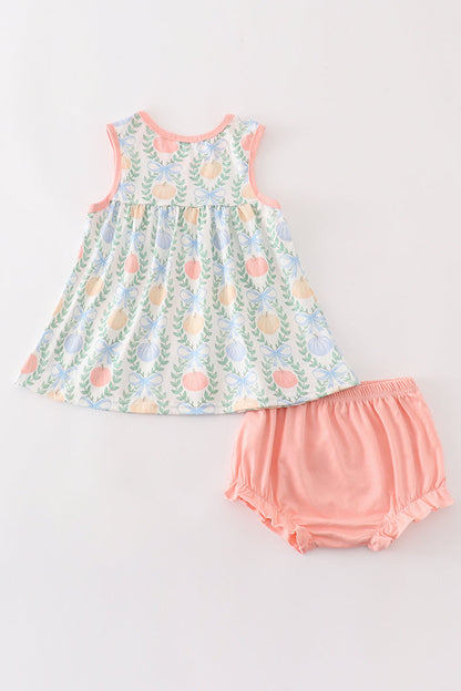 “Pumpkin Vine Cutie” Pink 2-Piece Short Set for Baby Girls