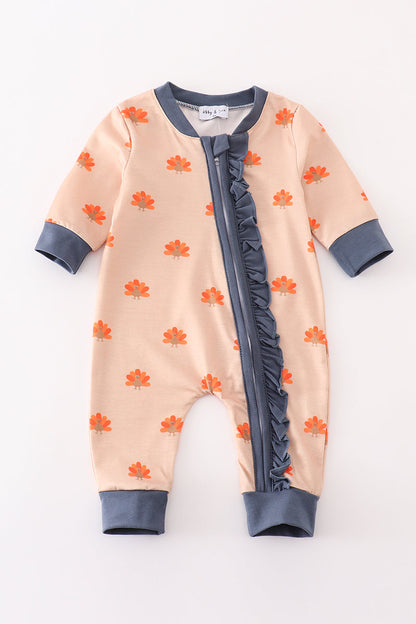 “Turkey Day Cuteness” Footless Pajamas for Baby Girls