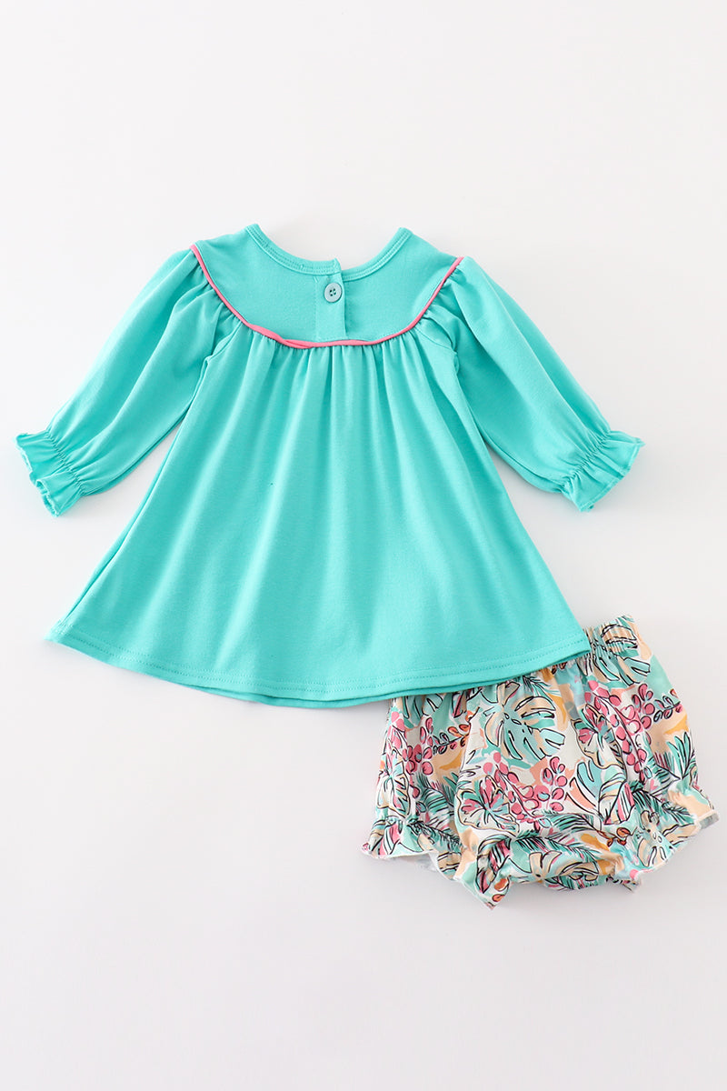 “Teal Sweetness” Two-Piece Outfit Set for Baby Girls