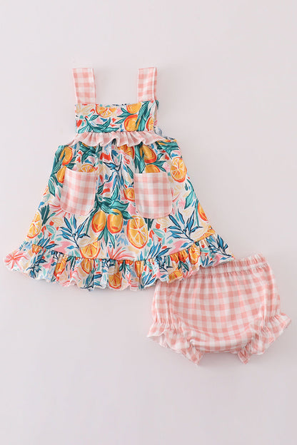 Baby Girl Fruit Print Tunic and Gingham Bloomers Set – Sweet Summer Style