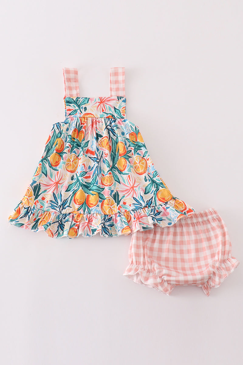 Baby Girl Fruit Print Tunic and Gingham Bloomers Set – Sweet Summer Style