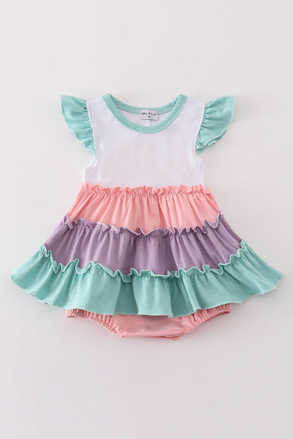 Pastel Rainbow Romper for Baby Girl