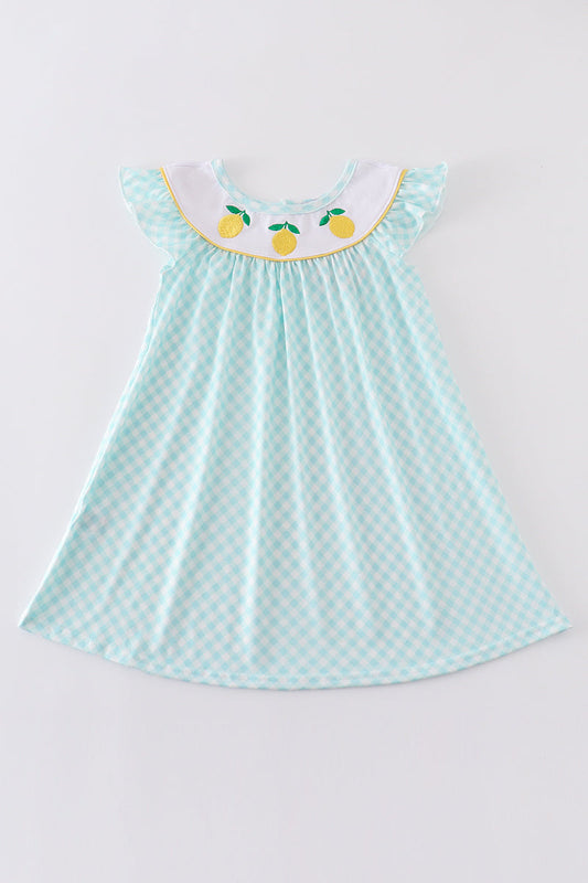 Lemon Fresh Gingham Dress for Girls