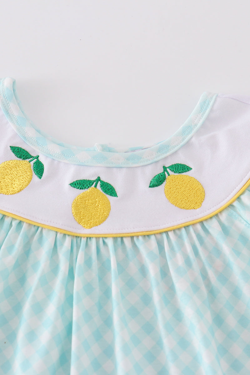 Lemon Fresh Gingham Dress for Girls