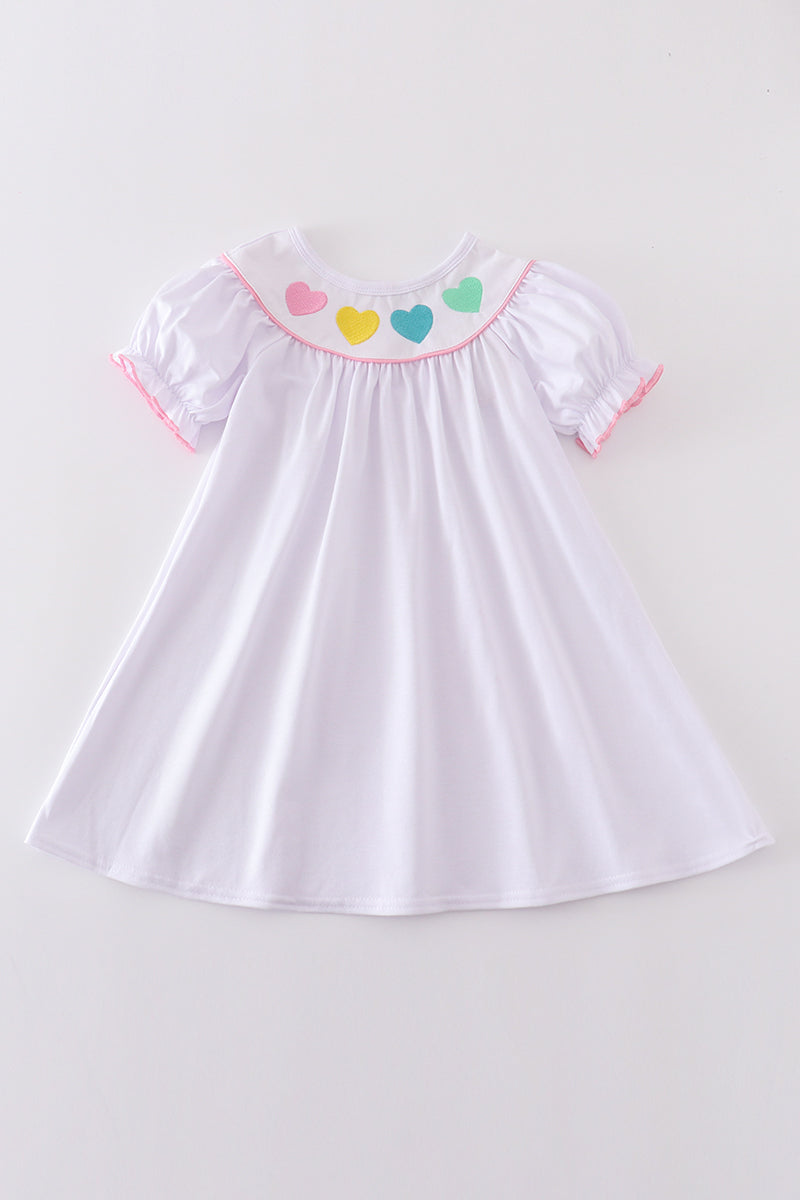 Girls’ Pastel Hearts White Dress