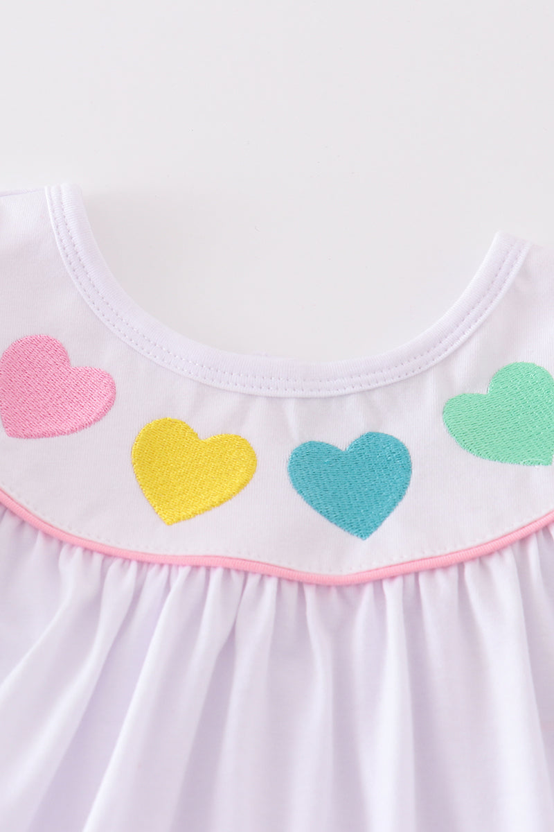 Girls’ Pastel Hearts White Dress