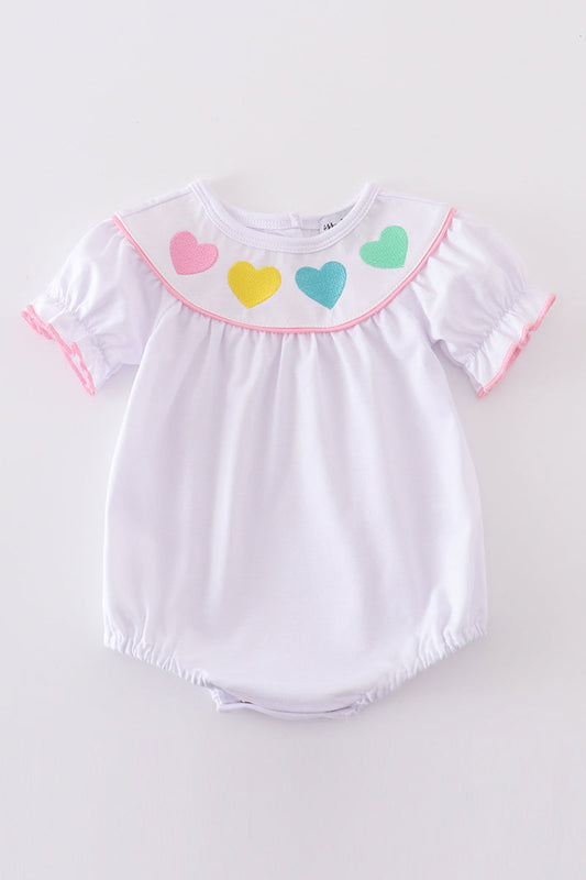 Rainbow Hearts Bubble Romper for Baby Girl