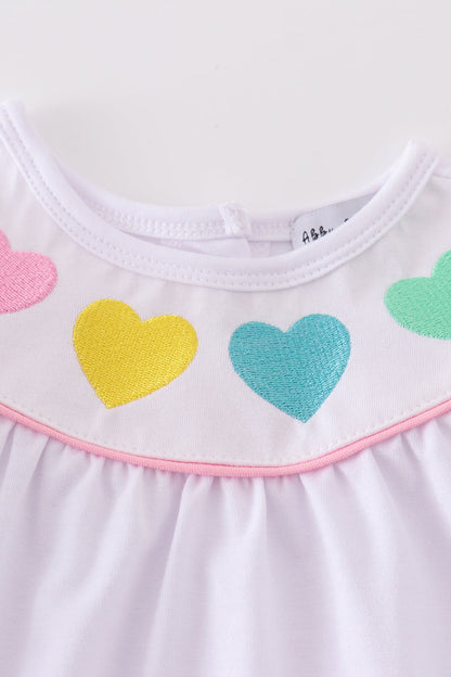 Rainbow Hearts Bubble Romper for Baby Girl