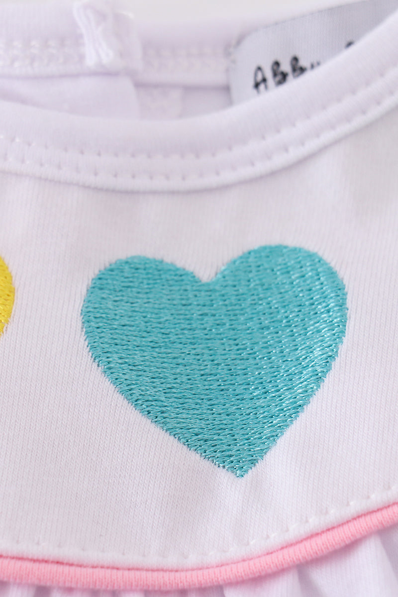 Rainbow Hearts Bubble Romper for Baby Girl