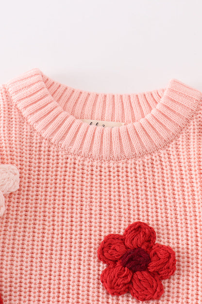 Girls’ Knitted Flower Sweater