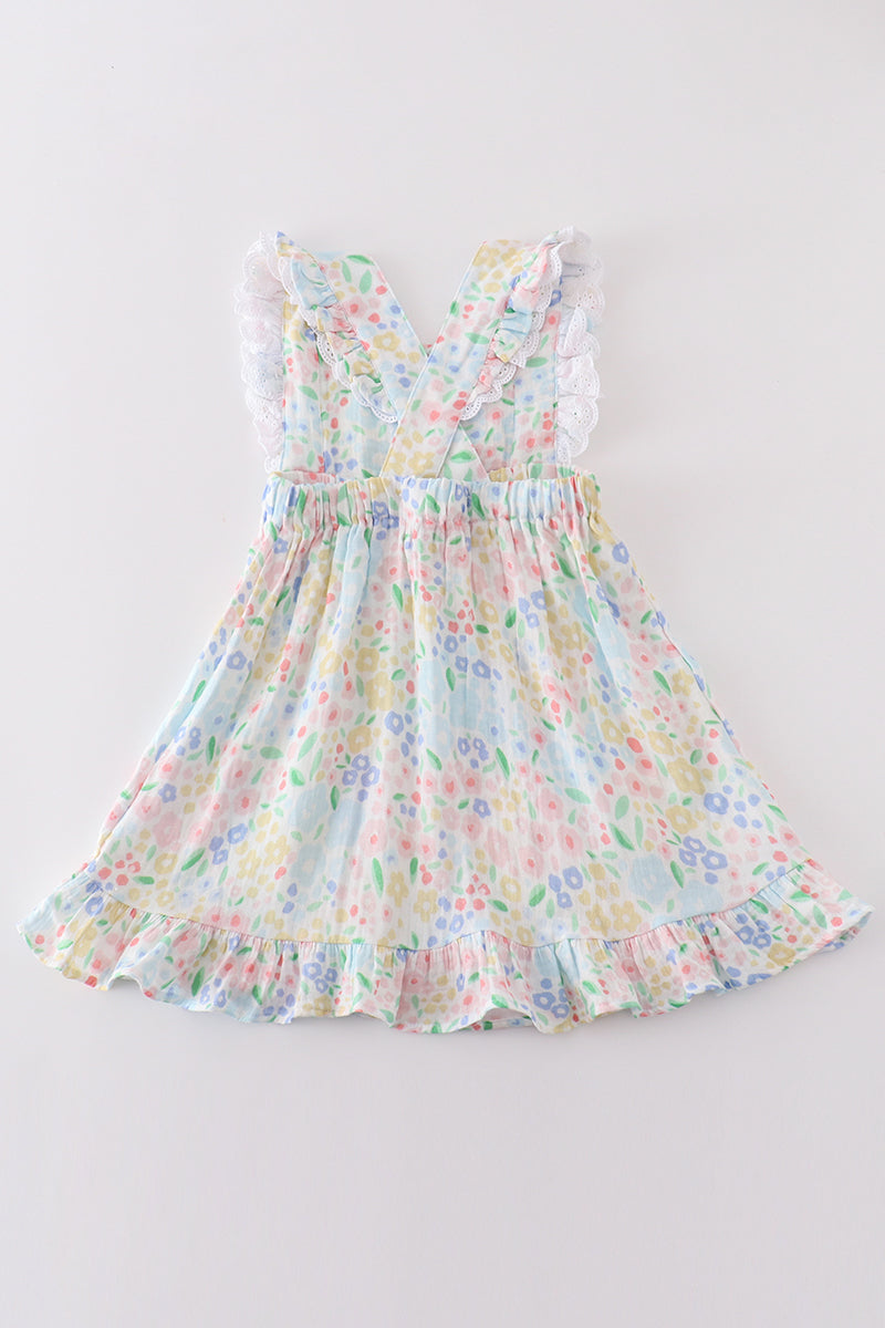 Girls Pastel Floral Muslin Dress – Lightweight and Charming Summer Style