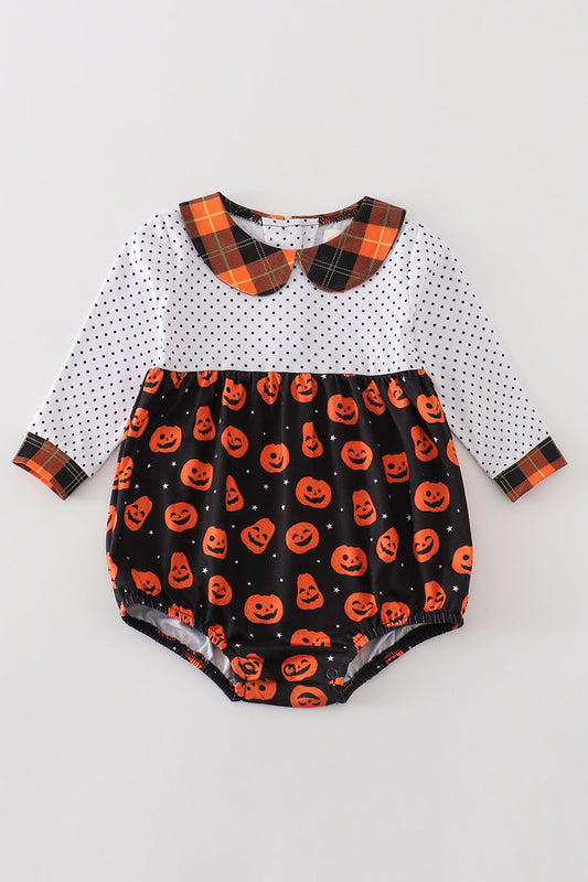 “Little Pumpkin Charm” Halloween Bubble Romper for Baby Girls