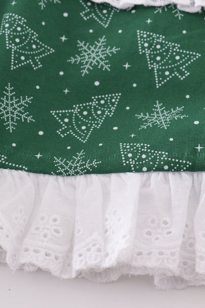 “Evergreen Cheer” Christmas Tree Dress with Pockets for Girls