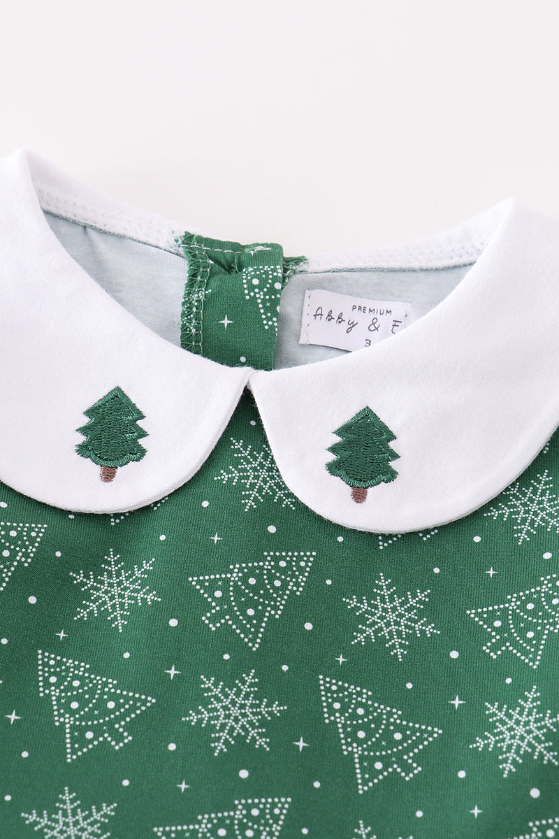 “Evergreen Cheer” Christmas Tree Dress with Pockets for Girls