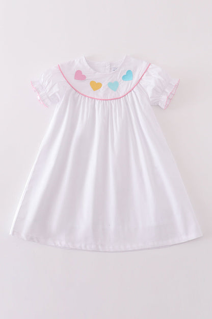 Girls Heart Embroidered White Dress – Simple and Sweet Charm