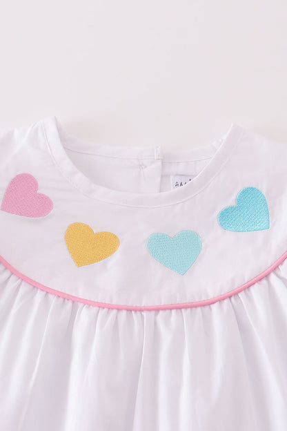 Girls Heart Embroidered White Dress – Simple and Sweet Charm