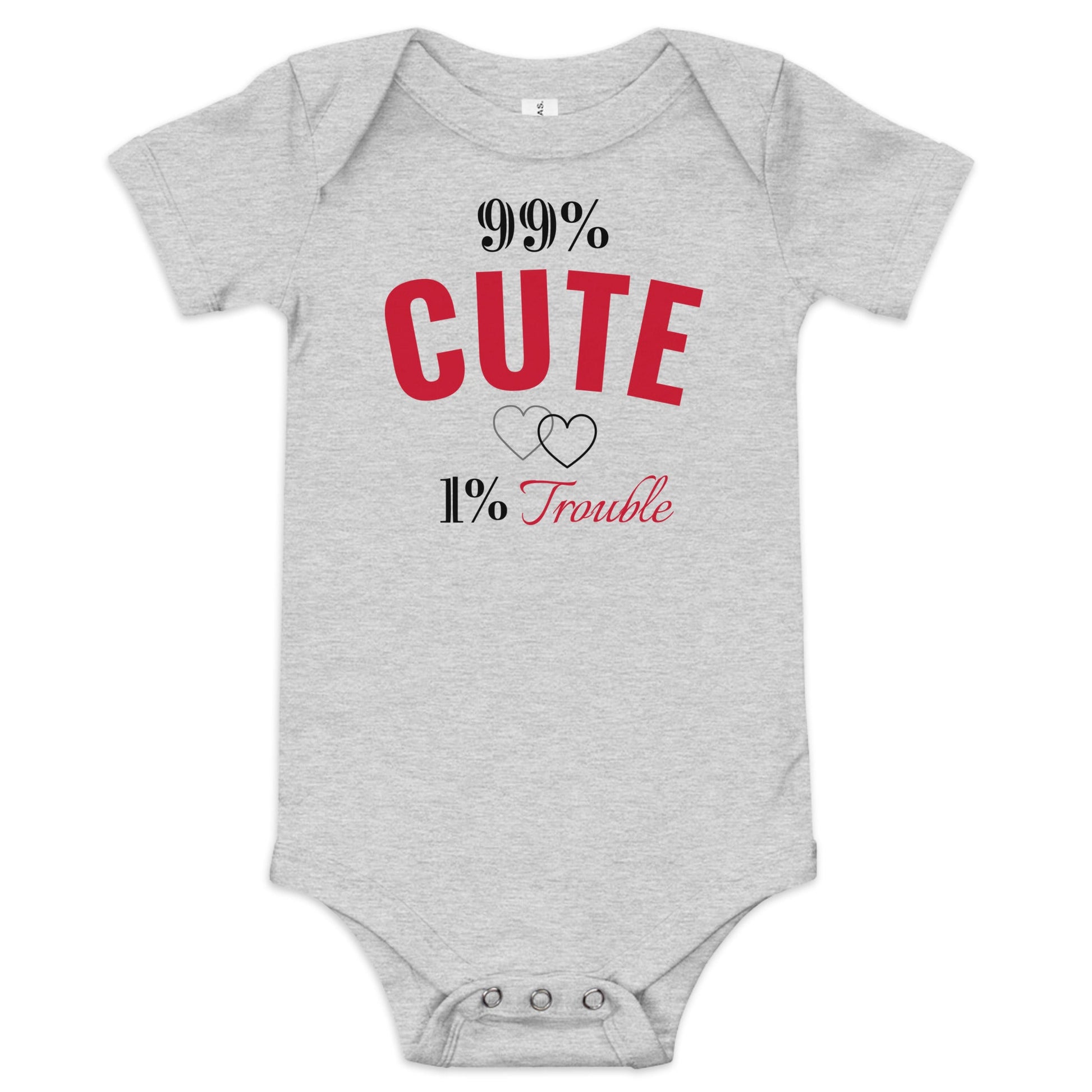 99% Cute, 1% Trouble - Gender Neutral Baby Bodysuit - Blue Marc