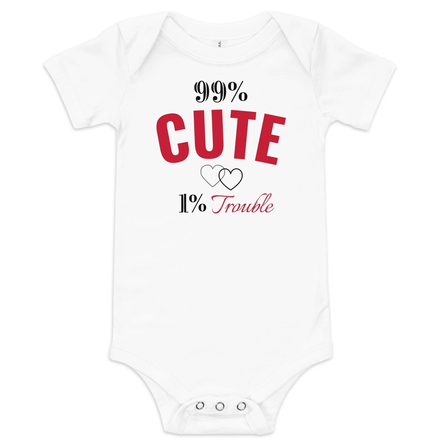 99% Cute, 1% Trouble - Gender Neutral Baby Bodysuit - Blue Marc