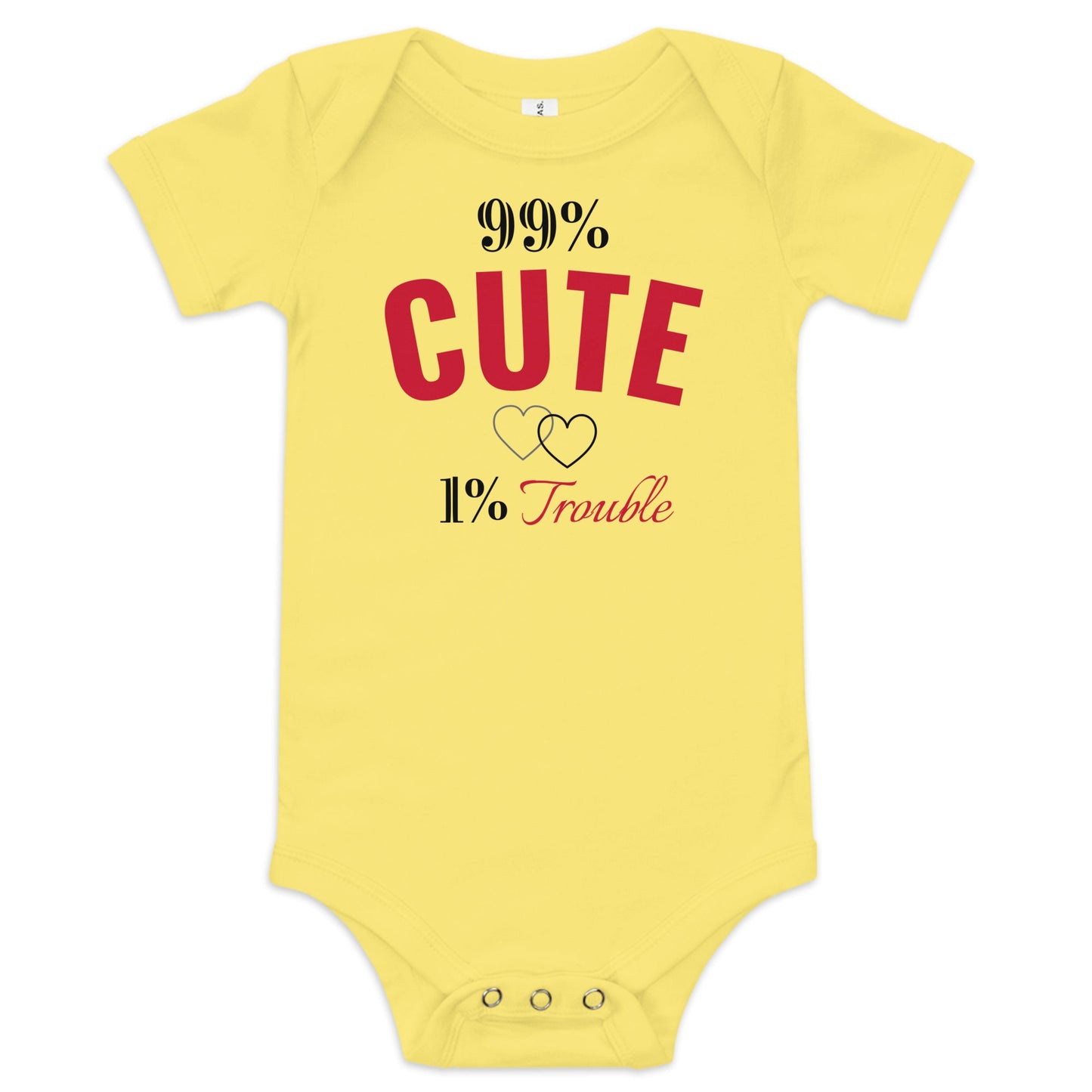 99% Cute, 1% Trouble - Gender Neutral Baby Bodysuit - Blue Marc