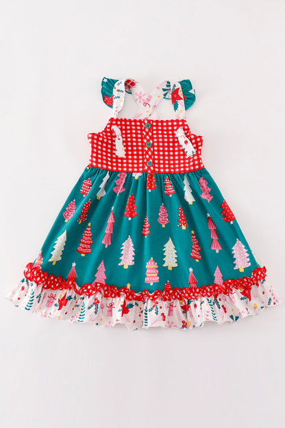 “Twinkling Treetops” Christmas Tree Dress for Girls