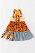 “Spooky Chic” Halloween Apron Dress for Girls