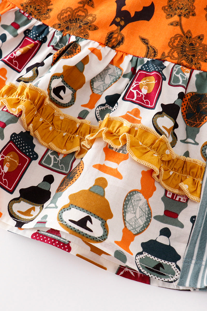 “Spooky Chic” Halloween Apron Dress for Girls